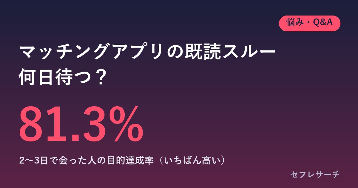 マッチングアプリの既読スルーは何日待つ？脈なしの目安と、復活させる1通の送り方